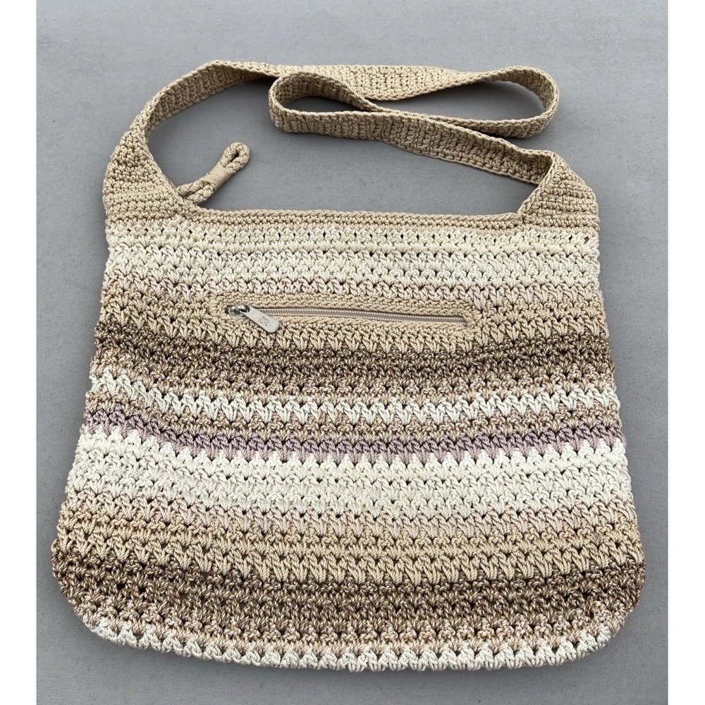 The Sak Riviera Beige Crochet Crossbody Bag Lined Boho Bohemian Summer Festival - Picture 6 of 16